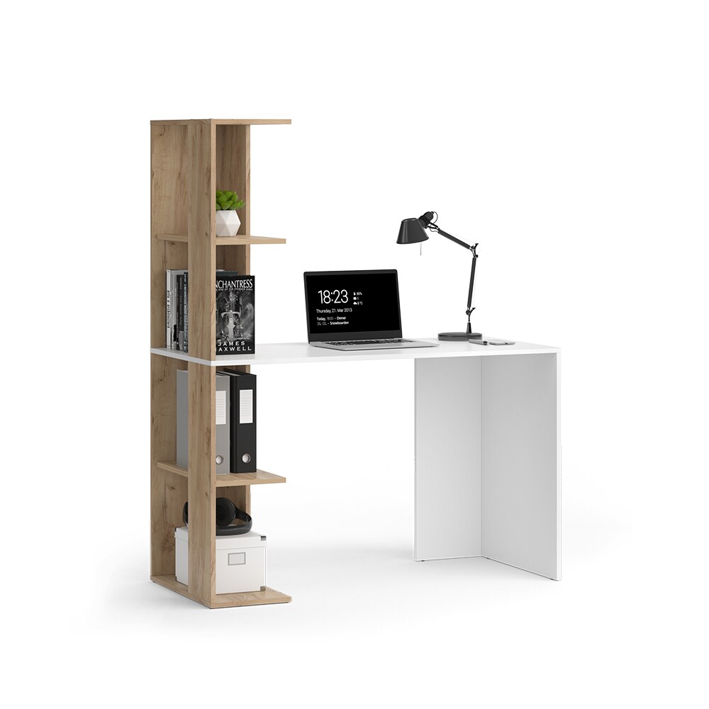 Vicco Schreibtisch Tower Weiß Sonoma 122 x 55 cm mit 4 Fächern