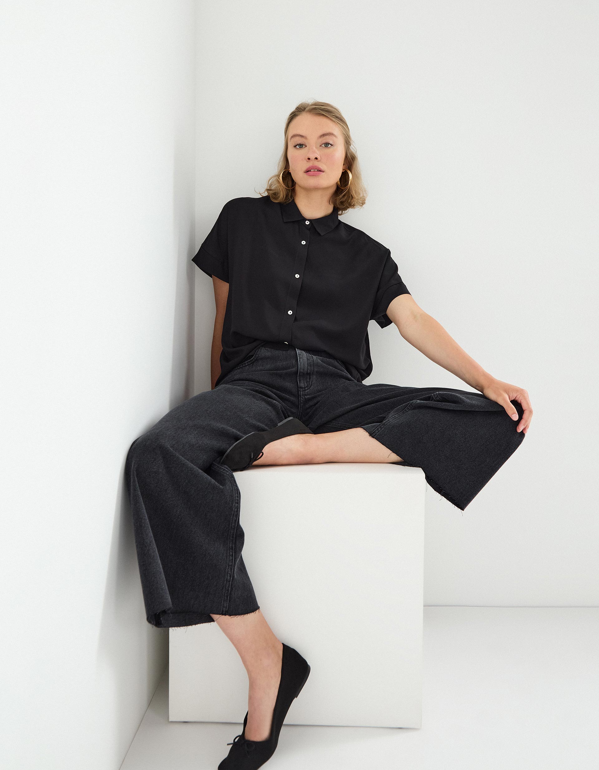 Camisa Viscose, Mulher, Preto