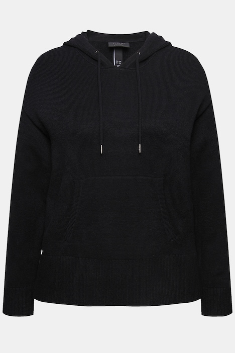 Strick-Hoodie, Oversized, Kapuze, Langarm, Tasche
