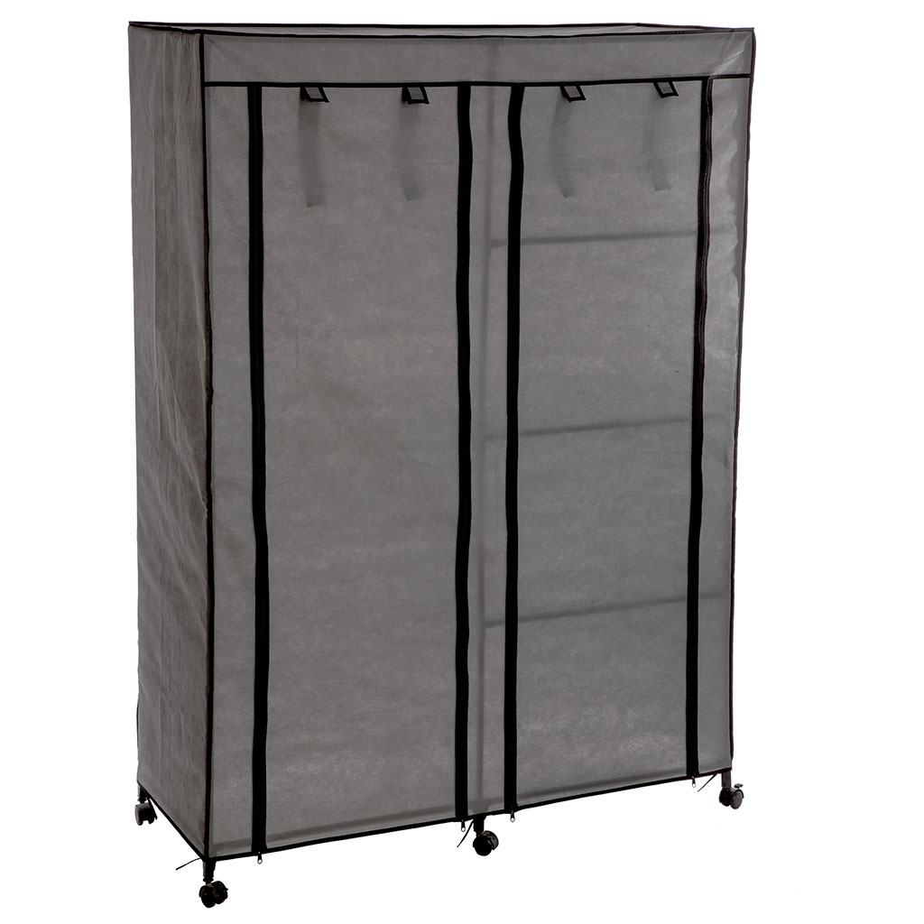 Armoire double a roulettes grise 118x49x168cm