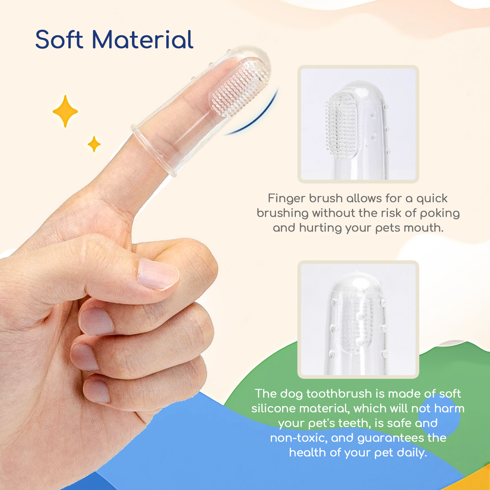 Nobleza - Escova de Dentes para Cães, 1 Escova de Dentes Giratória 360 Graus, Kit com 10 Escovas de Dentes de Dedo, Para Limpeza dos Dentes de Cães e Gatos