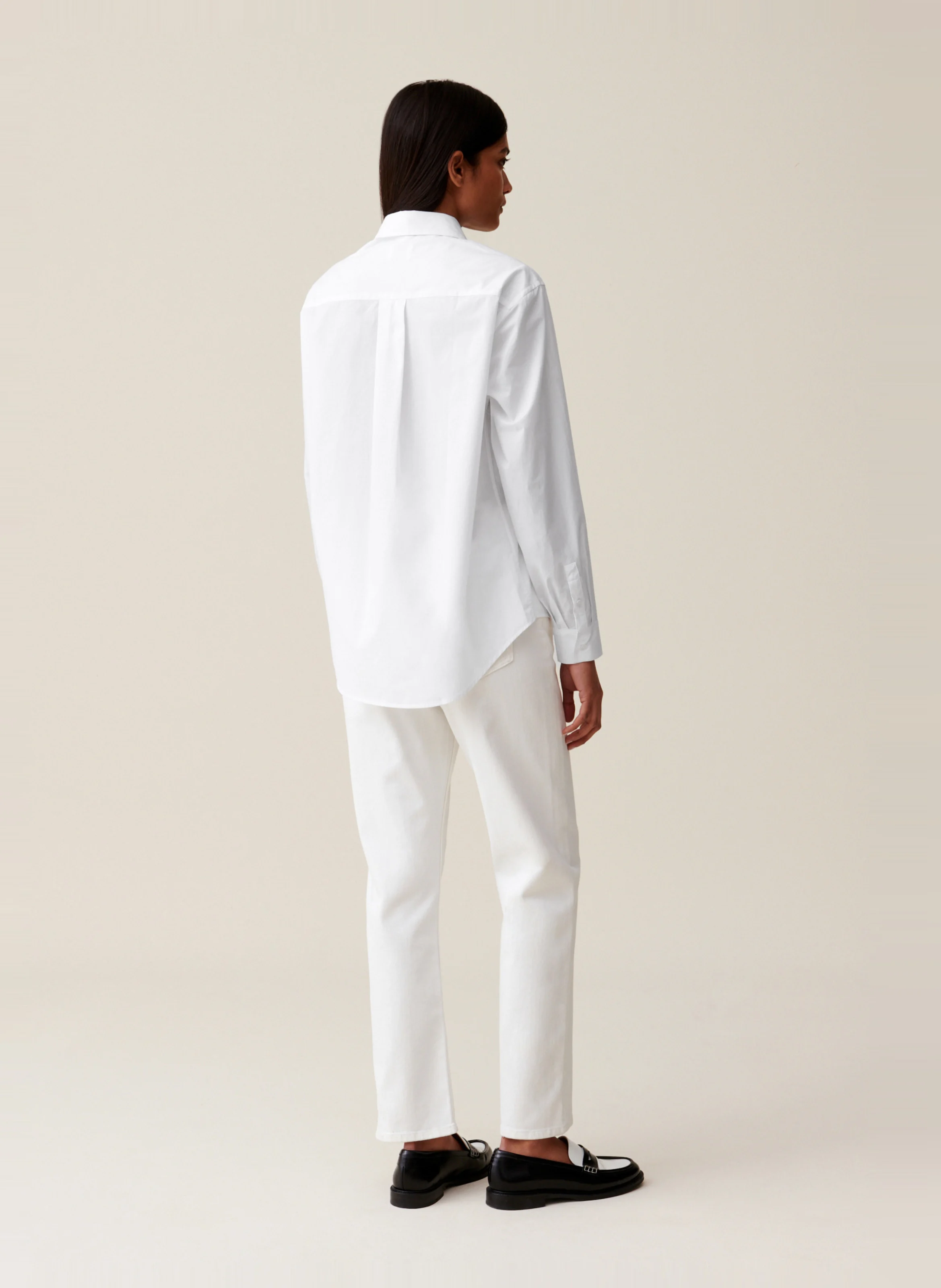 Chemise droite en denim brodé Jean Toto | Blanc