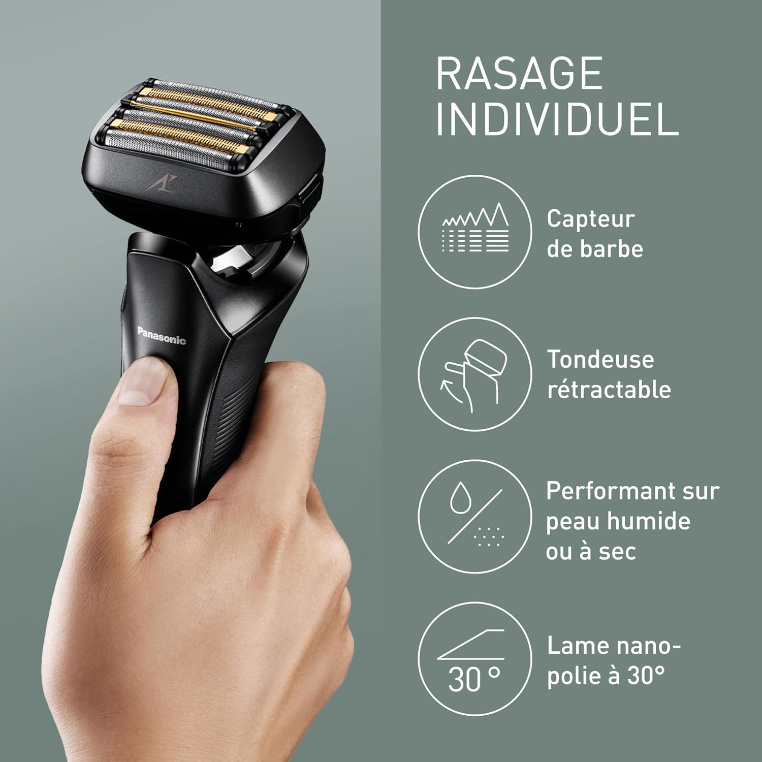Rasoir électrique à sec et humide pour hommes Panasonic ES-LS9A-K803 à 6 lames