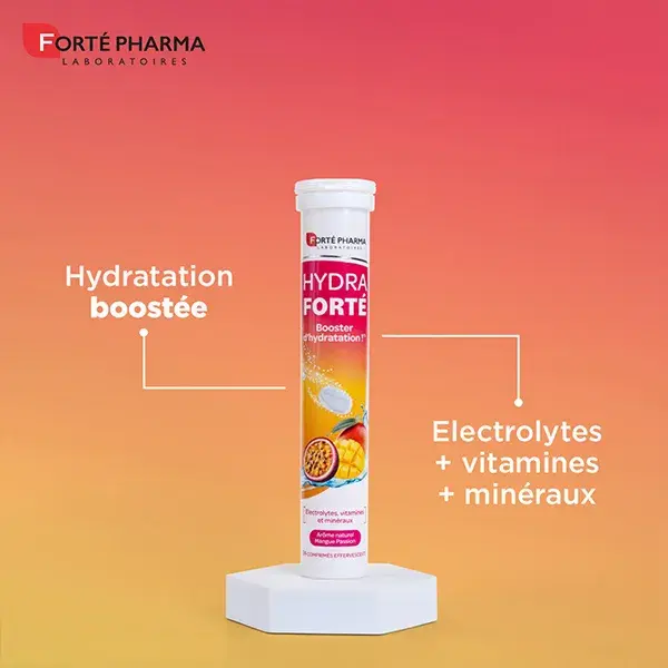 Forté Pharma HydraForté Hydratation Mangue Passion Electrolytes Vitamines 24 comprimés