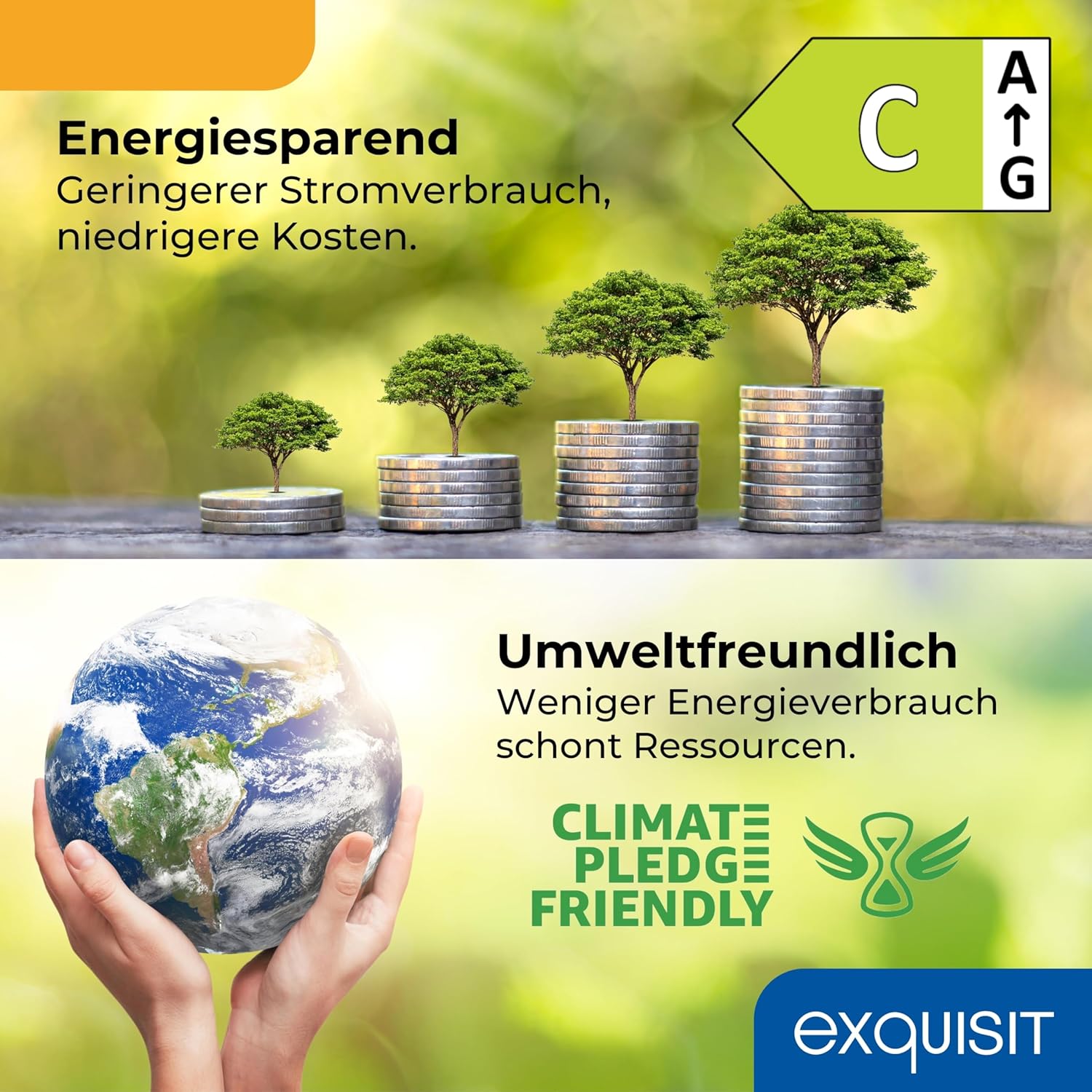 Exquisit Gefrierschrank, 161 Liter, No-Frost, LED-Anzeige, leise, GS5231-NF-H-040C inoxlook