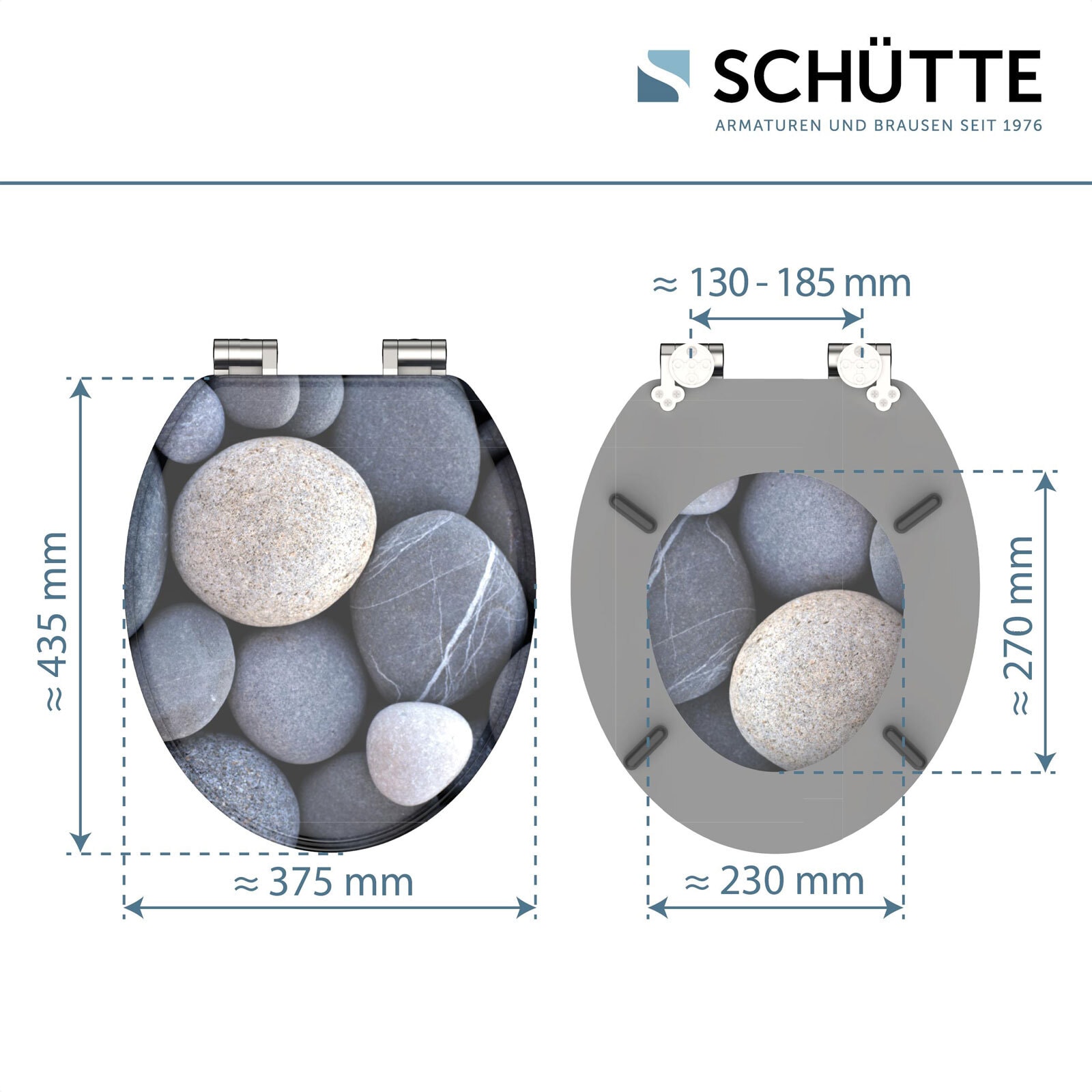 SCHÜTTE WC-Sitz Grey Stones Holzkern Absenkautomatik inkl. Befestigungsmaterial
