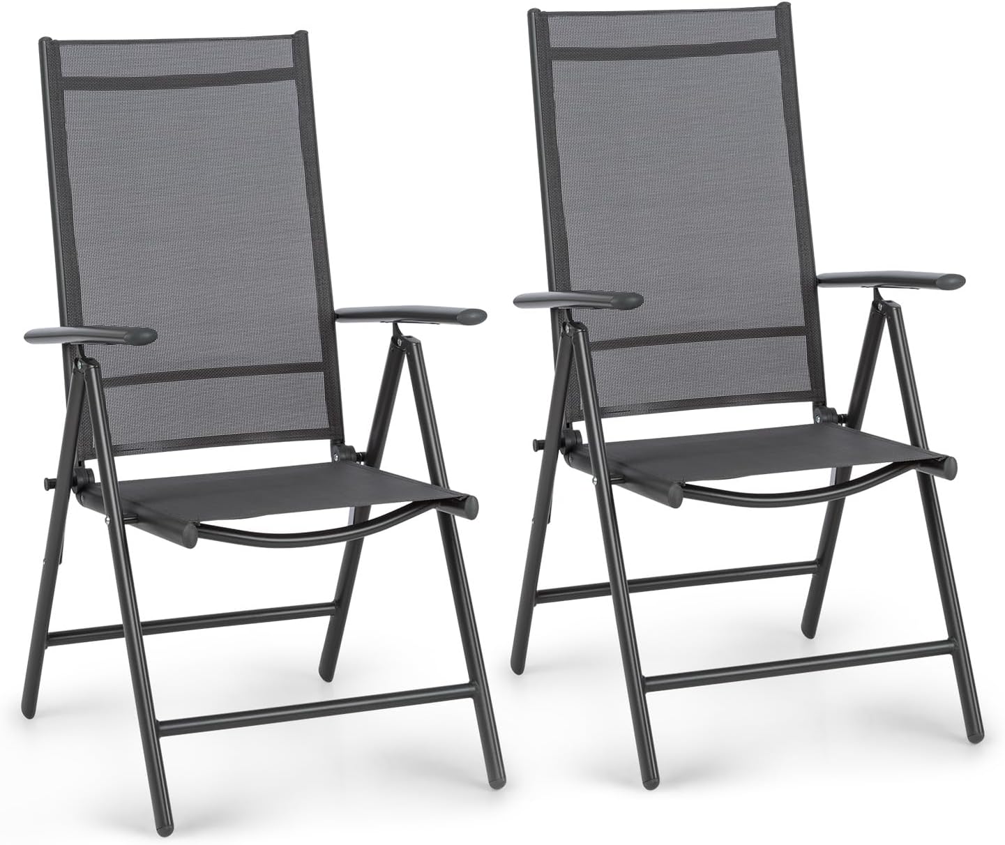 blumfeldt Gartenstühle Hochlehner Klappbar, Campingstuhl Verstellbar & Wetterfest, Gartenstühle 2er Set, Alu Klappstuhl für Balkon & Garten bis 150 kg, Aluminium Gartenstuhl