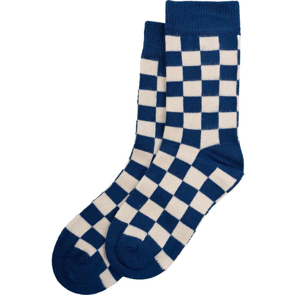 Køb minipop® Deep Cobalt/Off White Bambus Strømper Check