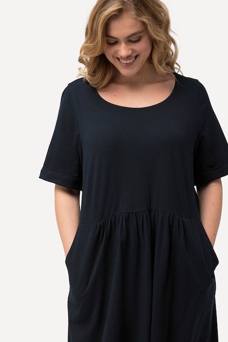 Jersey-Midikleid, A-Linie, Rundhals, Halbarm