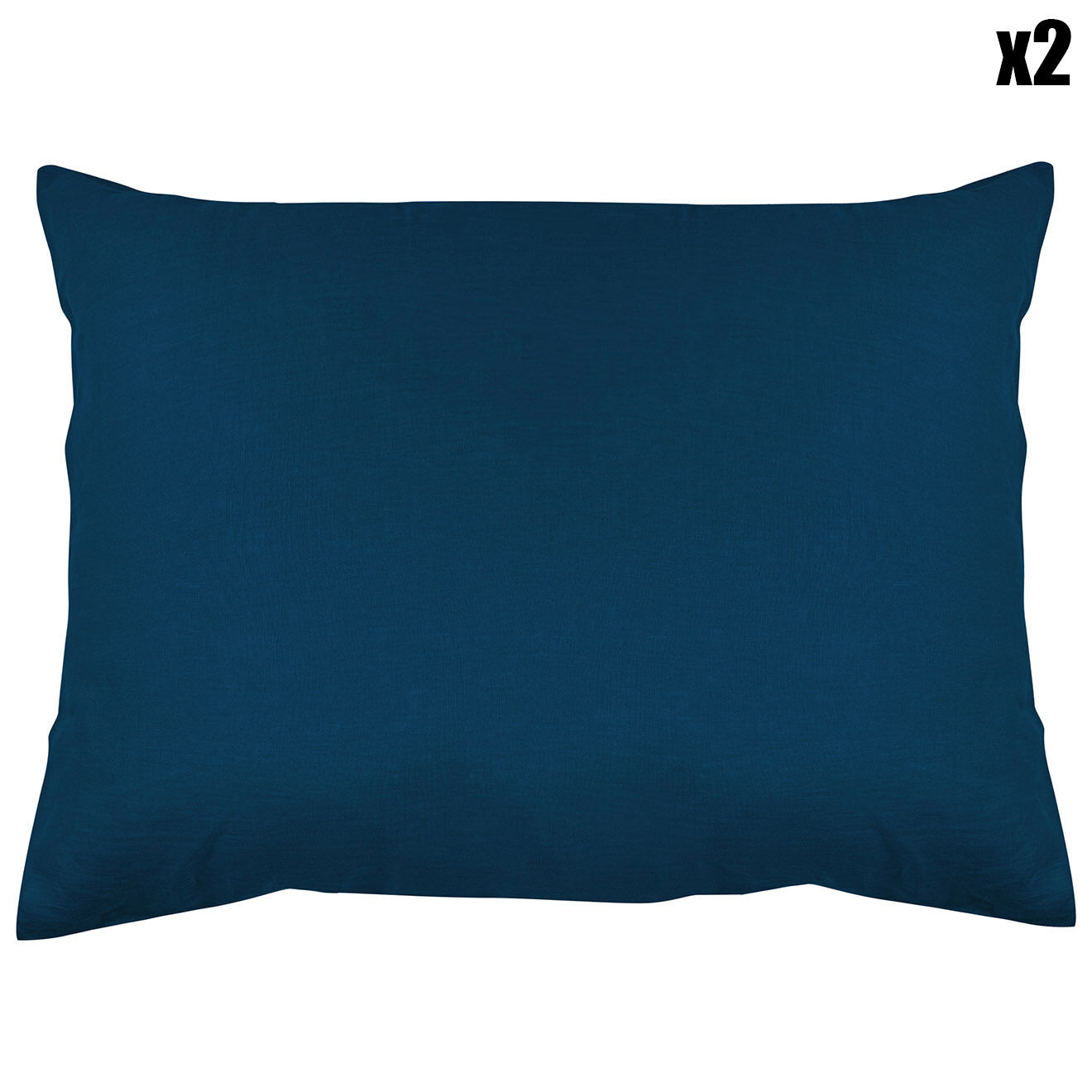 United by Perle de coton 2 Taies d'oreiller 100% Lin lavé lagon