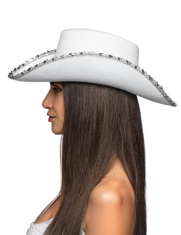 Voksenbrud cowboyhatt med rhinestones. Size-Standard