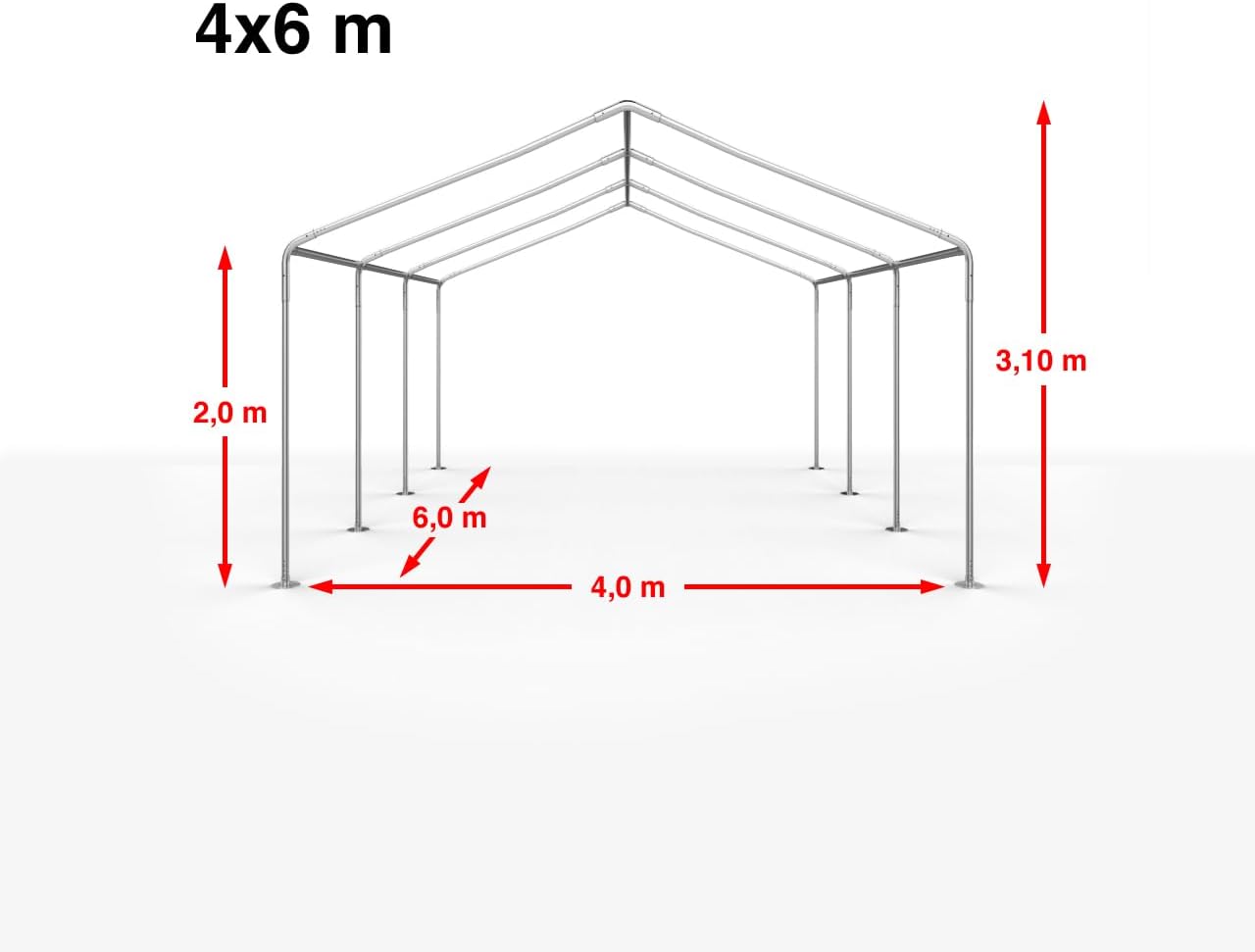 TOOLPORT Partyzelt 4x6 m Pavillon Starke PVC 600 N Plane wasserdicht und schneller Aufbau
