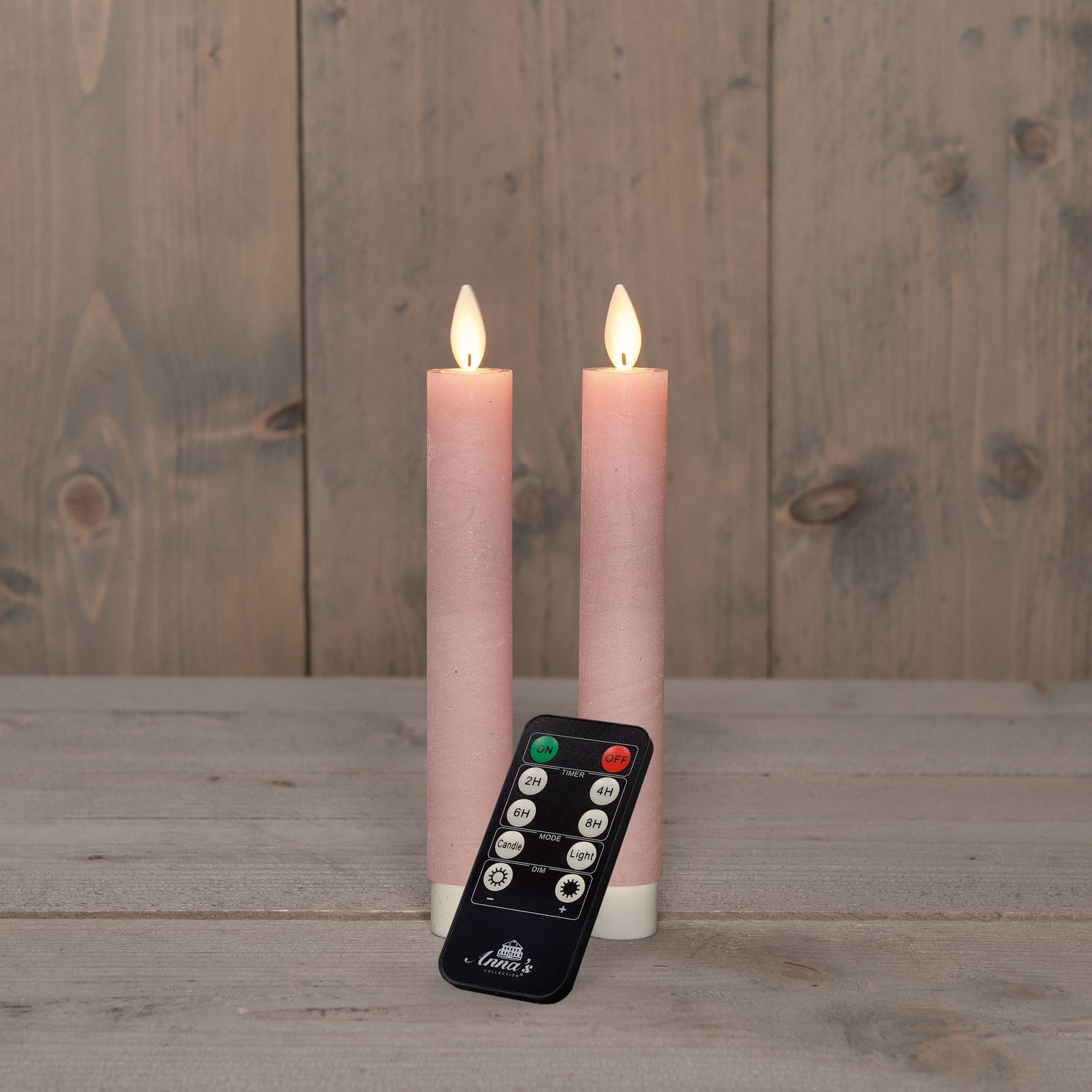 Anna's Collection LED dinerkaars Tara met timer licht roze D 2,2 H 18 cm 2 stuks