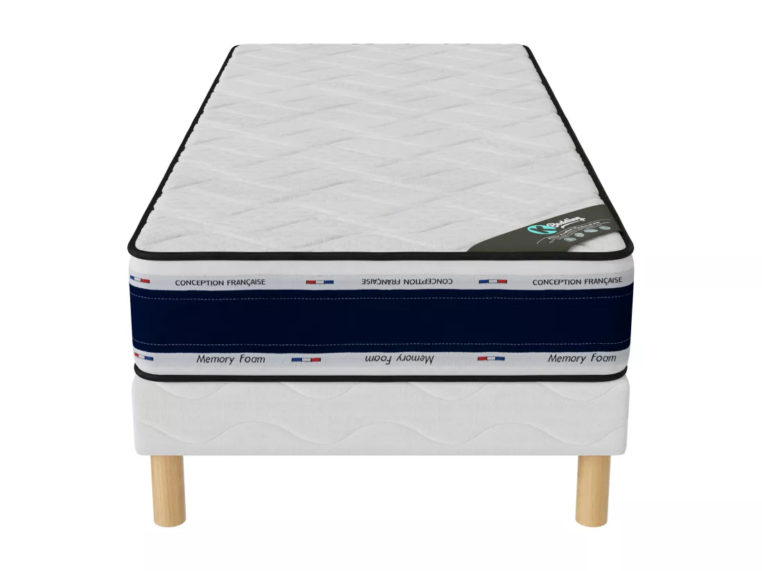 Ensemble matelas Blue Memory + sommier 90x190 hauteur 22cm