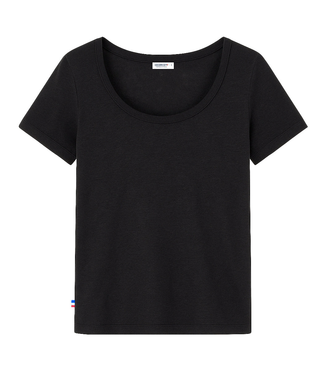 T-shirt Femme en Lin Noir - Intemporel