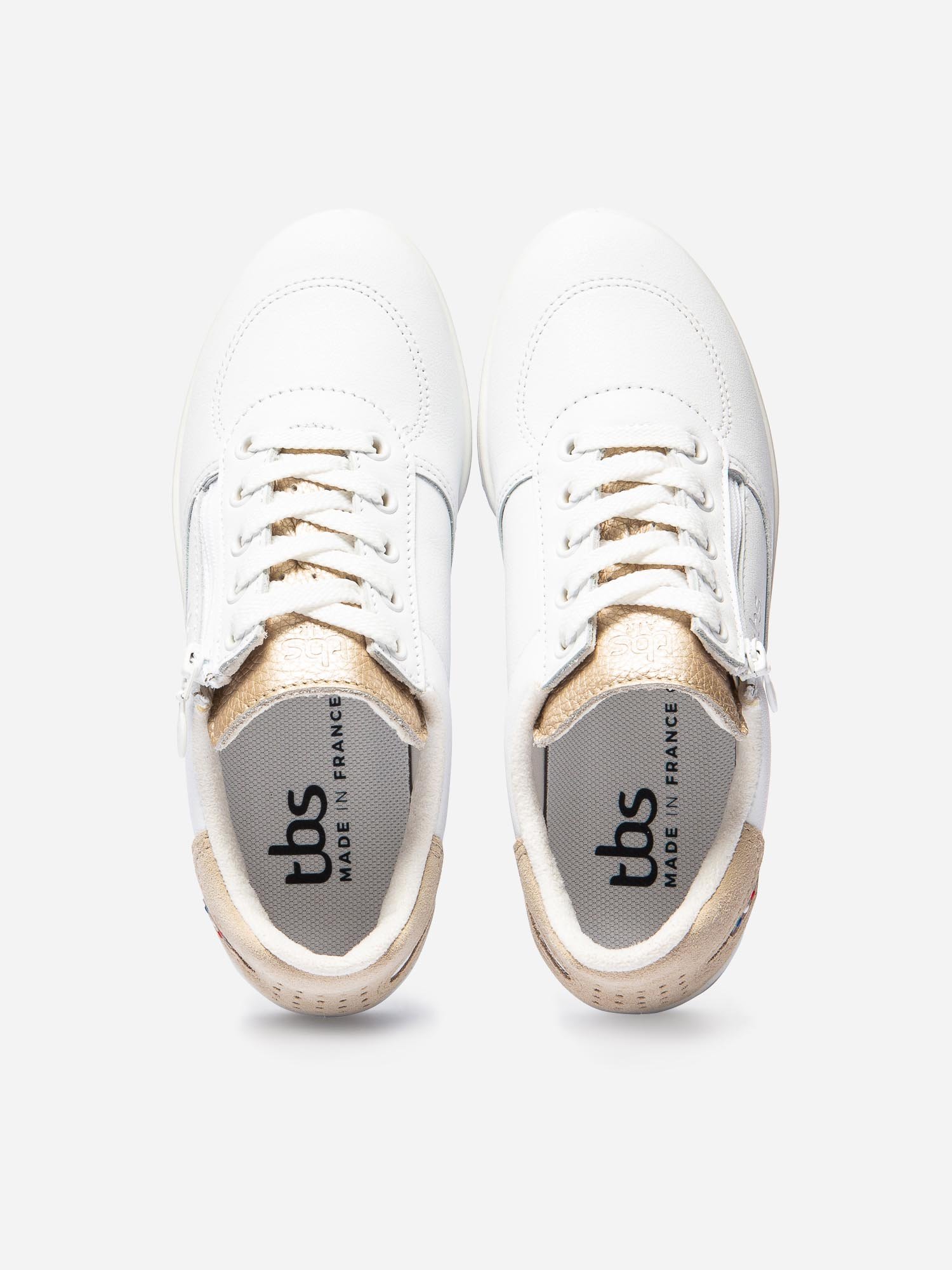 Baskets Femme Fabriquées en France Zippée Blanc Beige