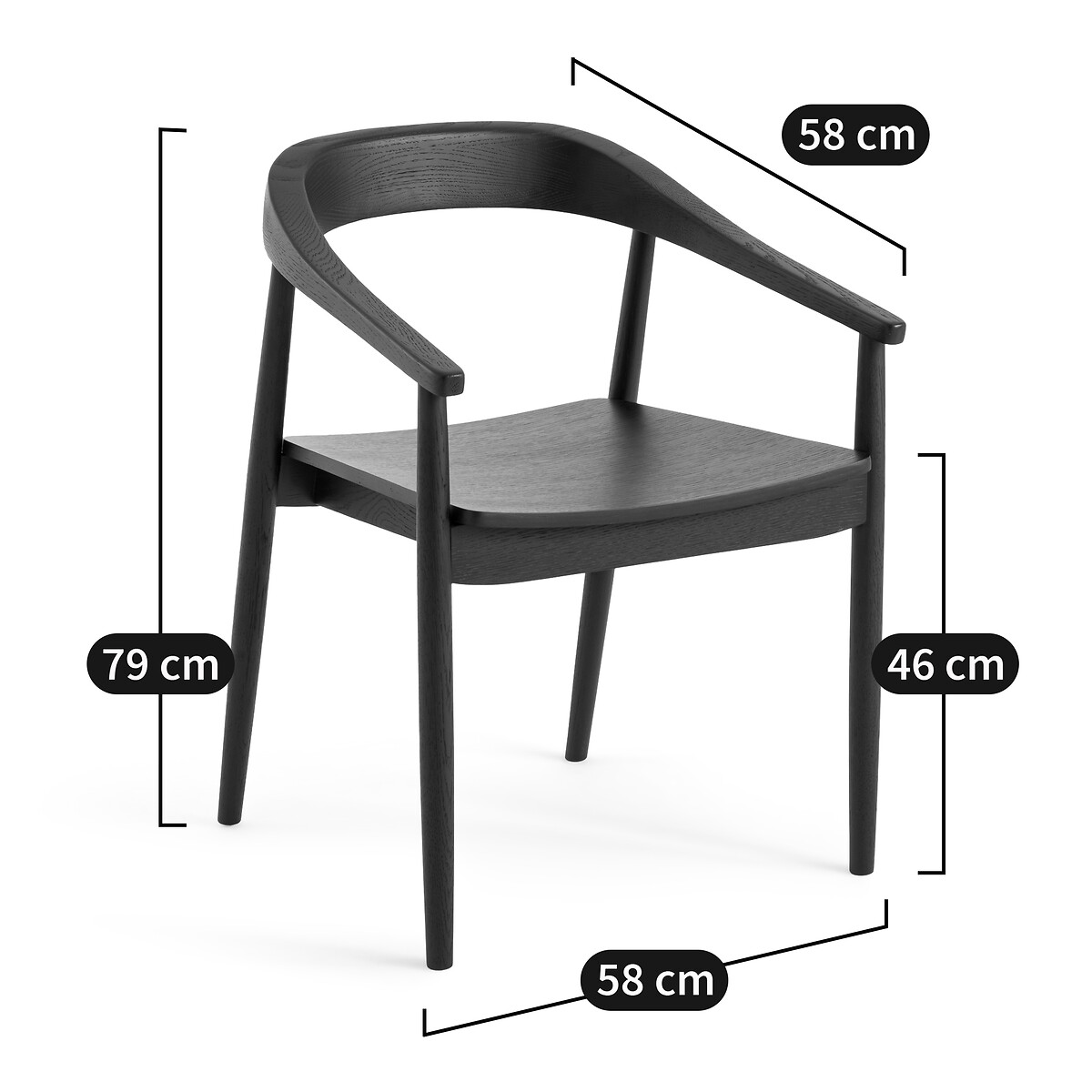 AM.PM<br>Cadeira de jantar em carvalho com acabamento preto, Galb