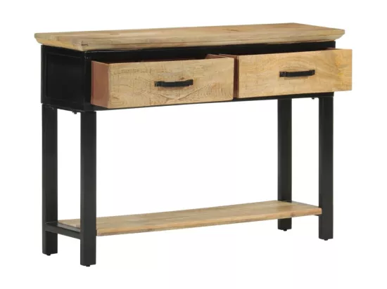 Table console 110x30x75 cm bois de manguier massif brut