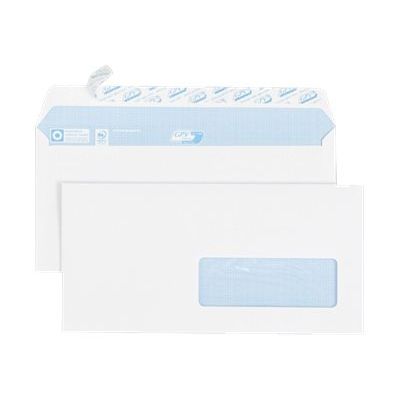 GPV - 500 Enveloppes DL 110 x 220 mm - 90 gr - fenêtre 35x100 mm - blanc - bande adhésive ouverture rapide
