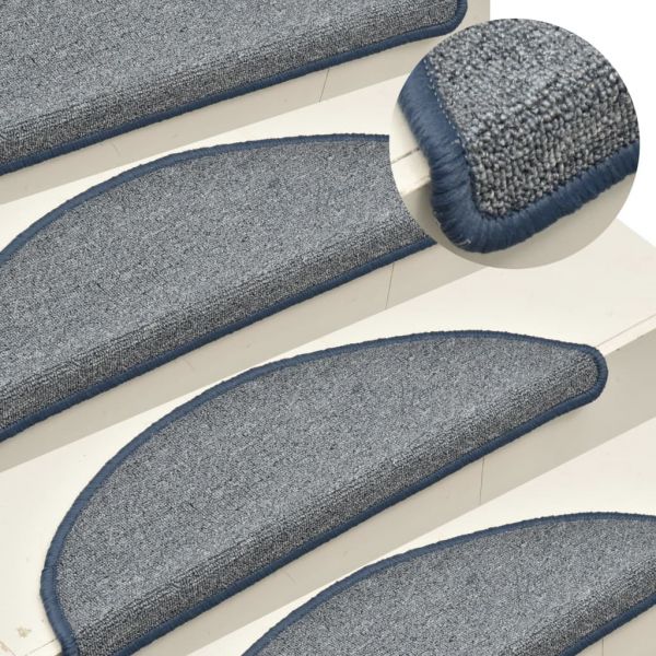 Tapete/carpete para Degraus 15 Peças 56x17x3 cm Cinza-claro/azul - 322374