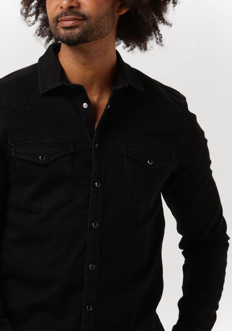 PUREWHITE zwarte purewhite casual overhemd basic denim shirt
