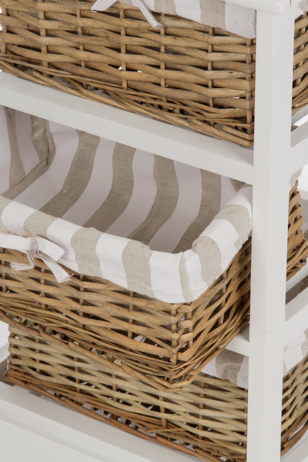 Kommode JOANA - weiß-beige - 3 Körbe - eine Klappe