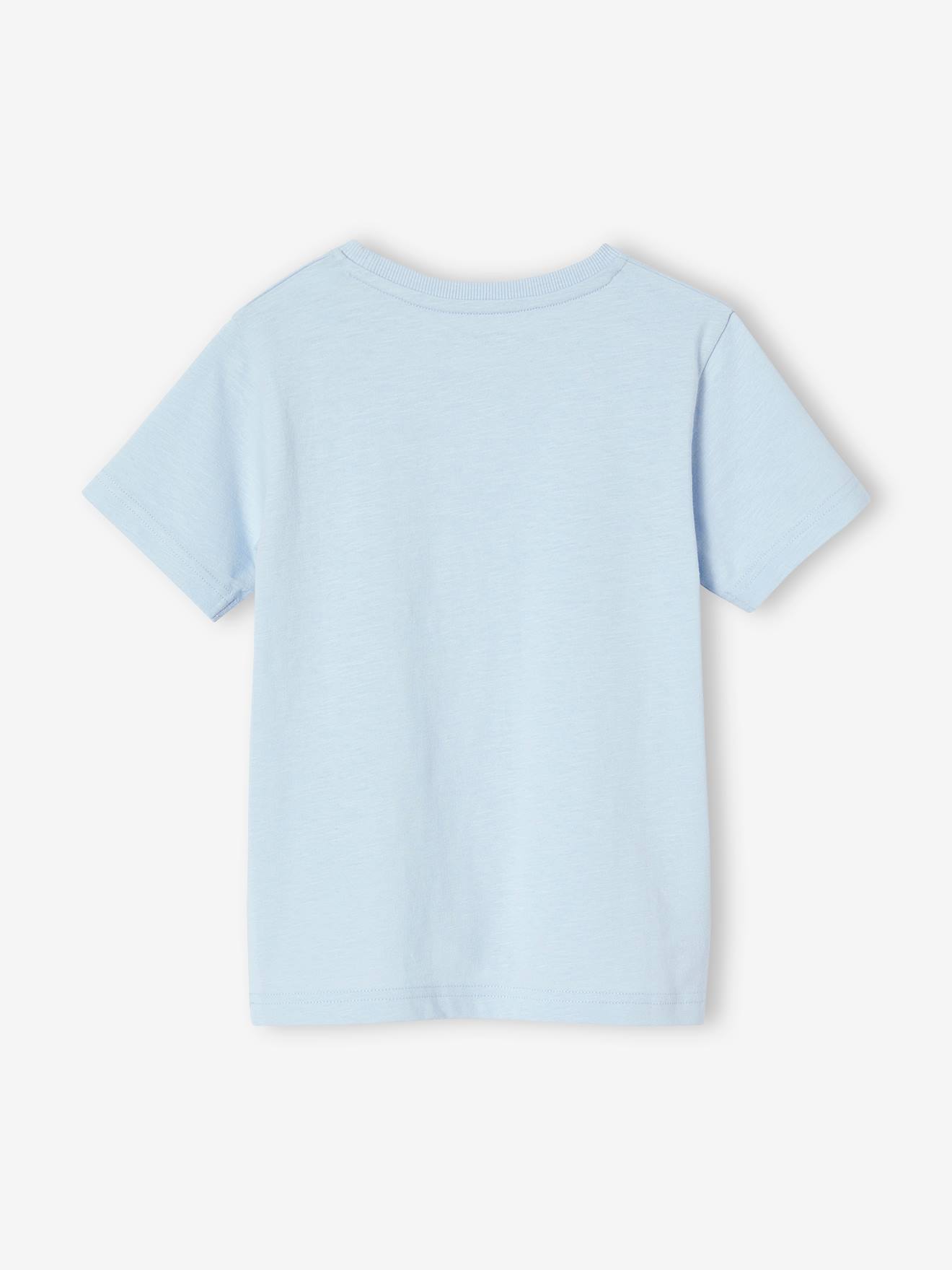 Camiseta de manga curta personalizável para meninos, azul claro