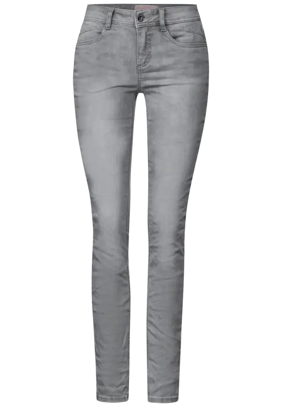 Graue Slim Fit Jeans - light grey random wash