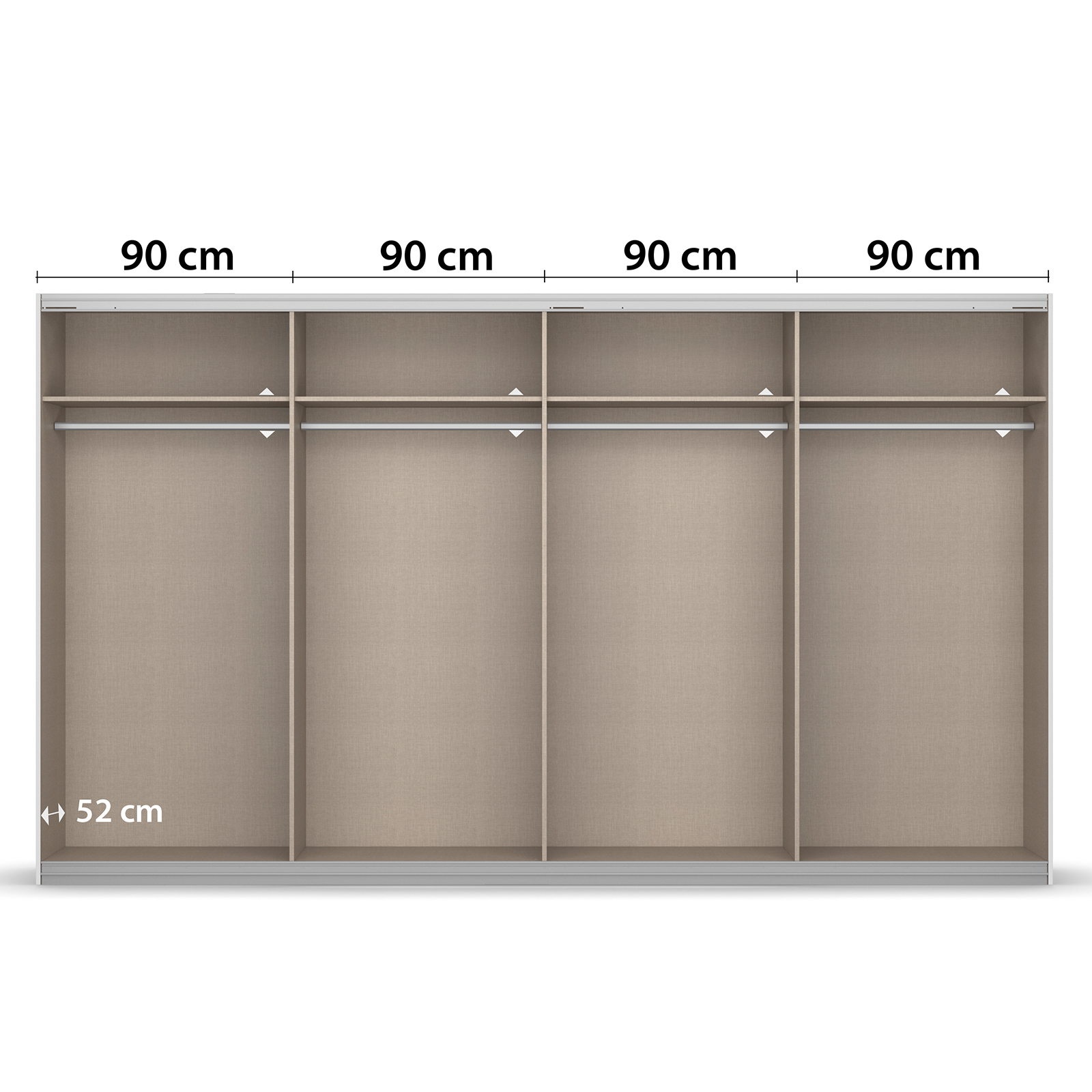 Schwebetürenschrank - grau metallic - 2 Spiegeltüren - 360x211 cm