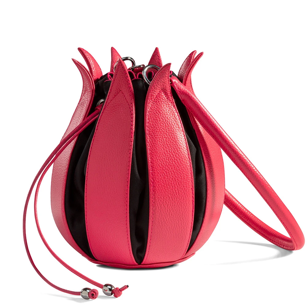 Tulip Structure Leather Bubblegum Pink - Black Canvas Medium