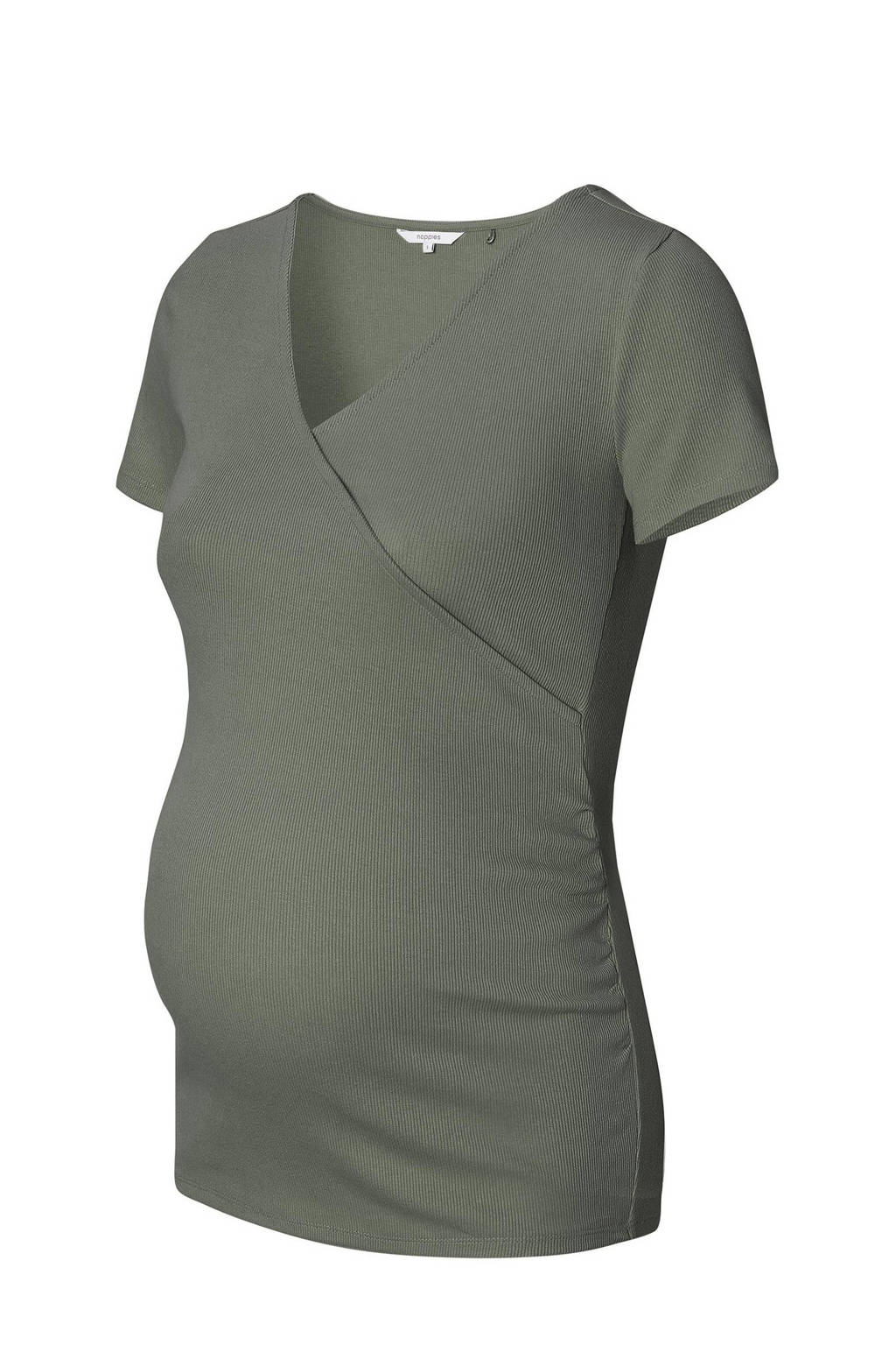 Noppies ribgebreid zwangerschapsshirt Sanson olijfgroen