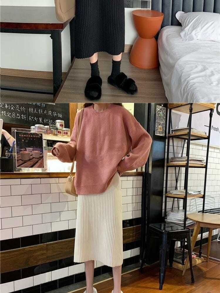 Sisyphi - Hoge taille geribbelde midi-kokerrok