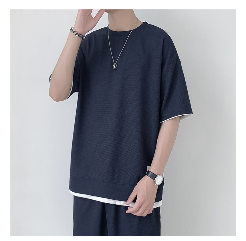 Filmas - Set: Mock Two Piece Oversize Top + High-Waist Shorts