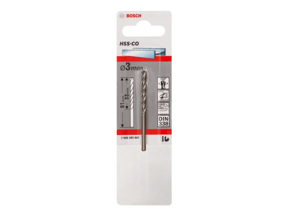 Bosch HSS-Co - Borebit - twist-bit - 3 mm - cylindrisk - længde: 61 mm