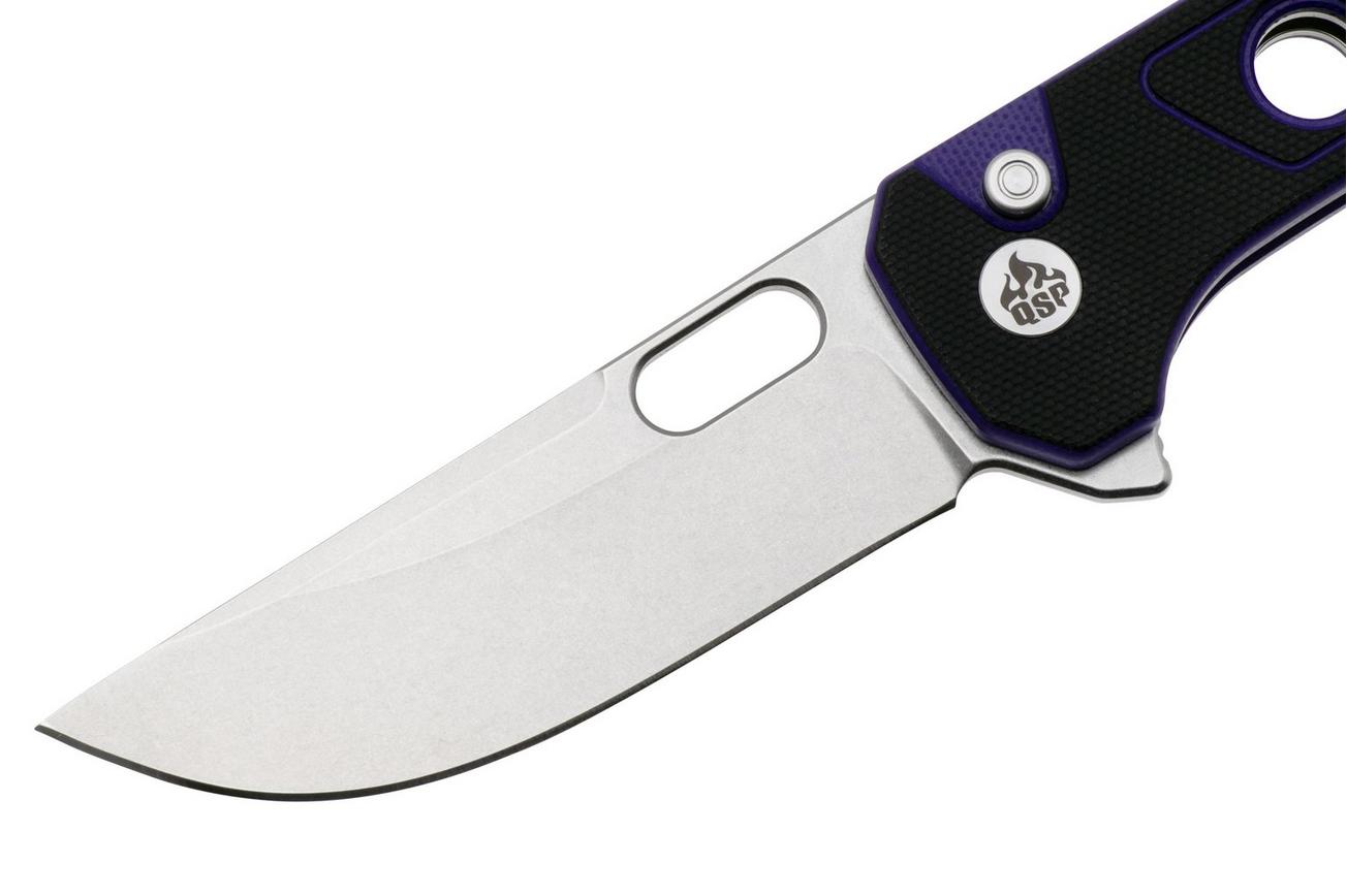 QSP Knife Unicorn QS156-B1 Stonewashed Black Purple G10, zakmes