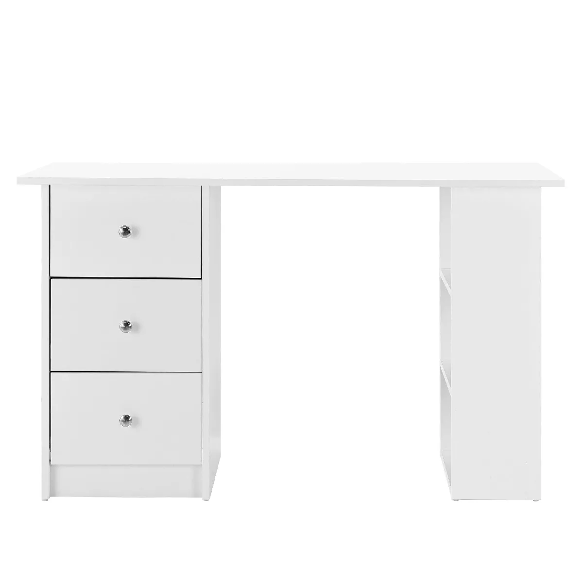 Helloshop26 Bureau avec tiroirs en mélaminé - Blanc