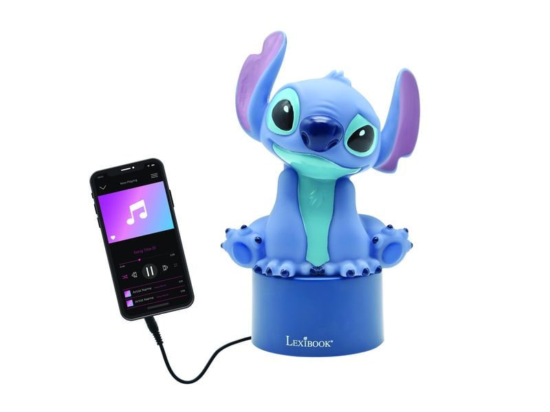 Lexibook Stitch Nachtlicht-Lautsprecher Blau/Türkis Angenehmes Nachtlicht mit 3D Figur