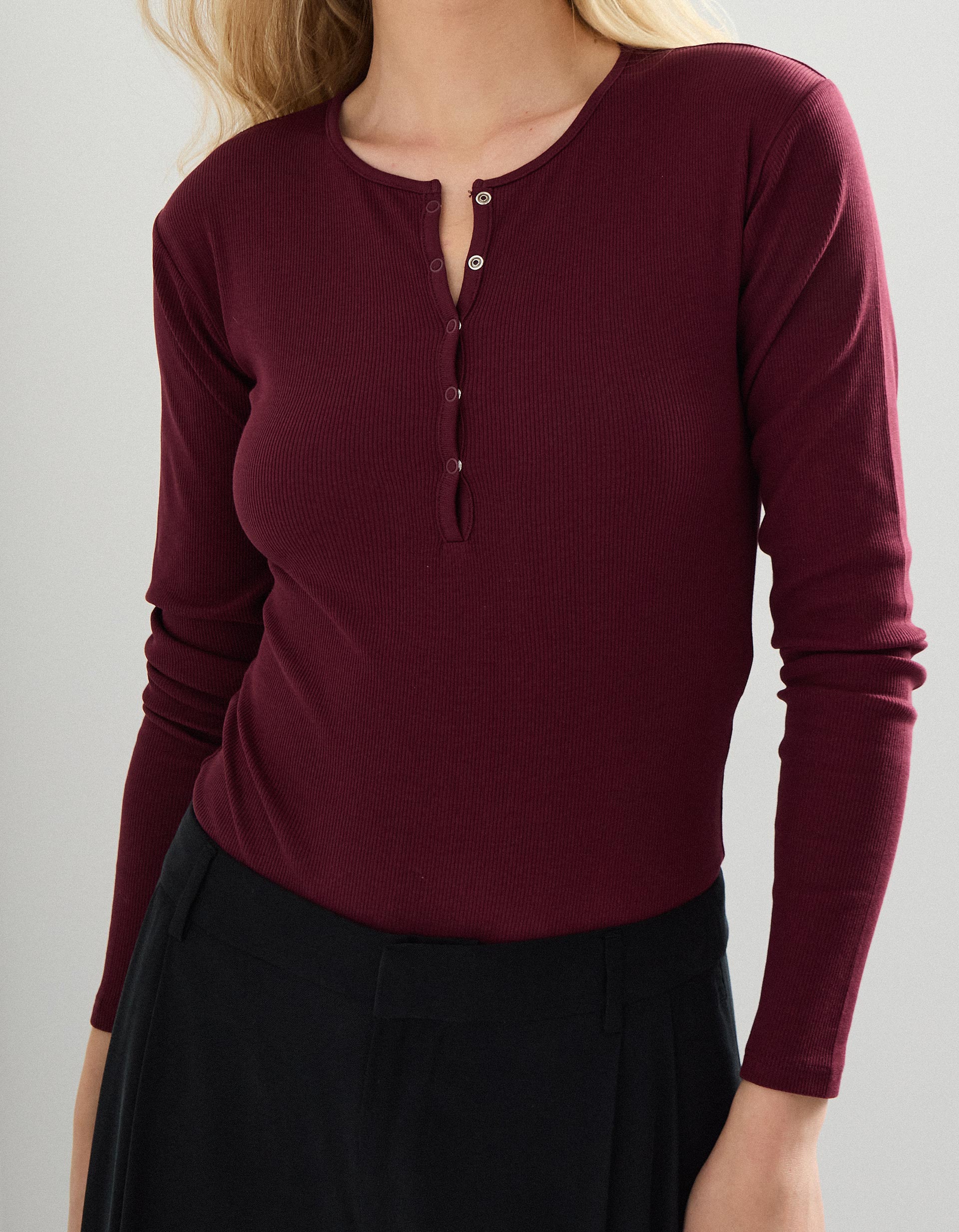 Body com Botões, Mulher, Vermelho Escuro