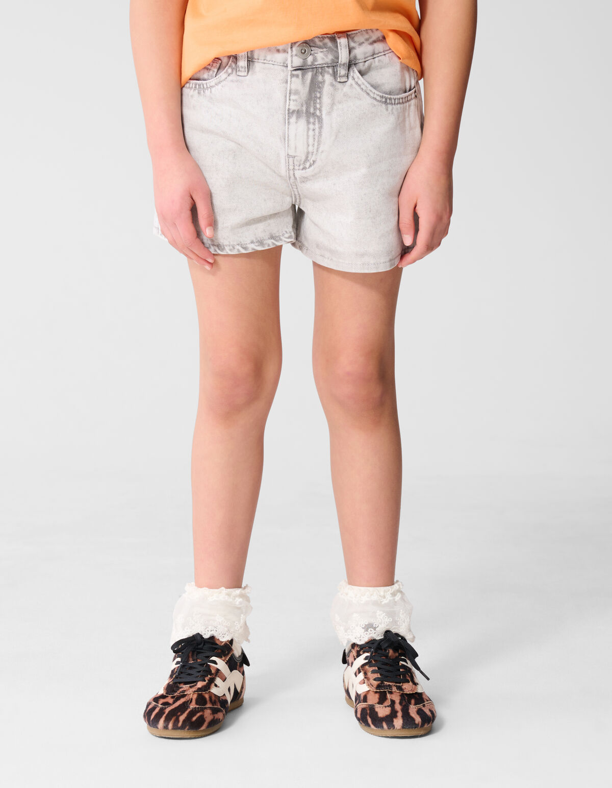 Basis Denim Short Lichtgrijs