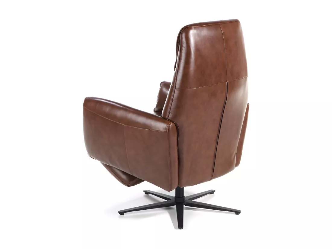 Fauteuil relax pivotant cuir marron et pieds en acier Nary-Couleur Aqua 26 Violet