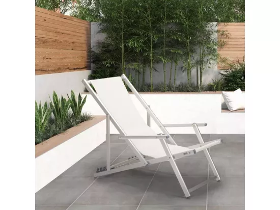 Lot de 2 chaises pliante longue avec accoudoirs plage et jardin MIRA