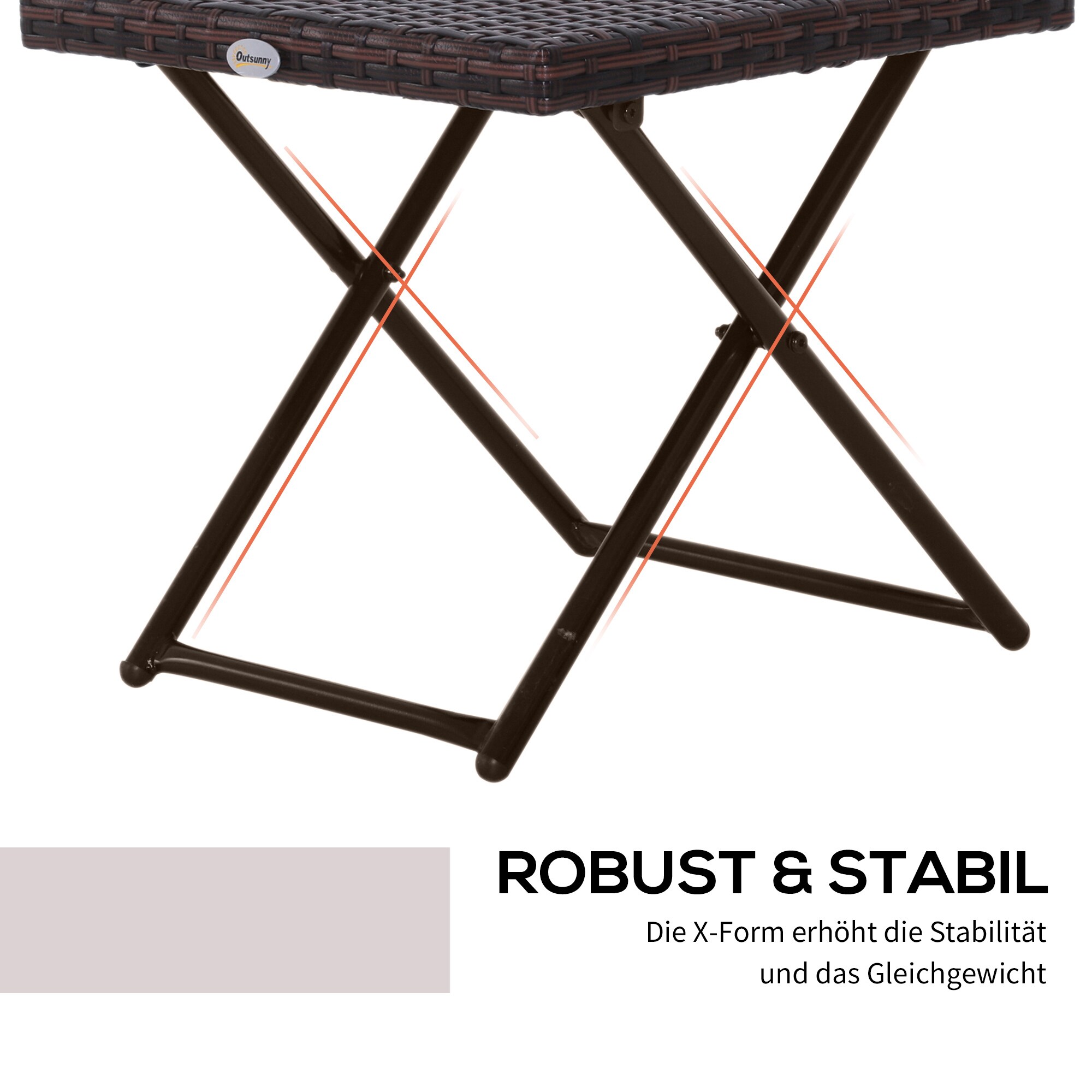 Outsunny Polyrattan Gartentisch klappbar 40 x 40 x 40 cm (LxBxH)