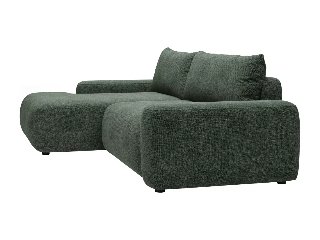 Canapé d'angle gauche convertible en tissu texturé vert DAVISO