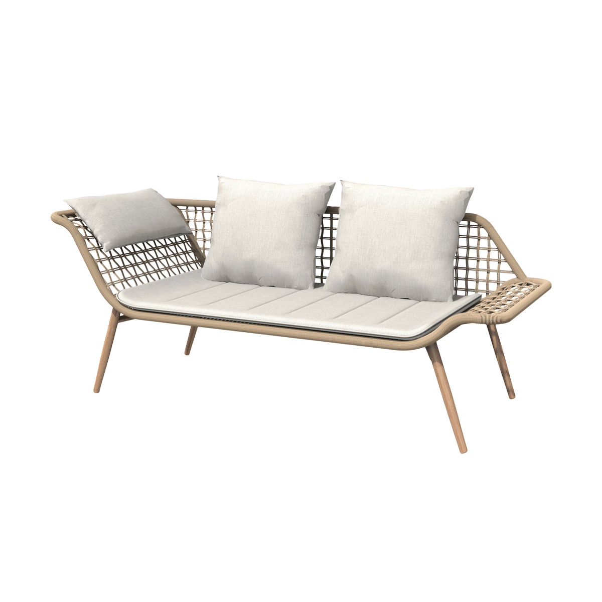 Tuinbank Eliana rotan - met zitkussens Beige