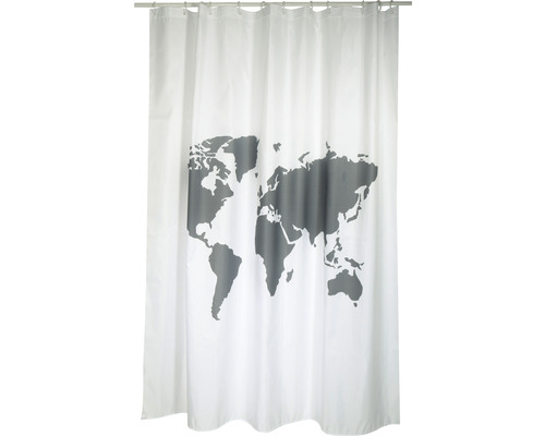 MSV World Textiel Douchegordijn 180 x 200 cm Wit/Grijs