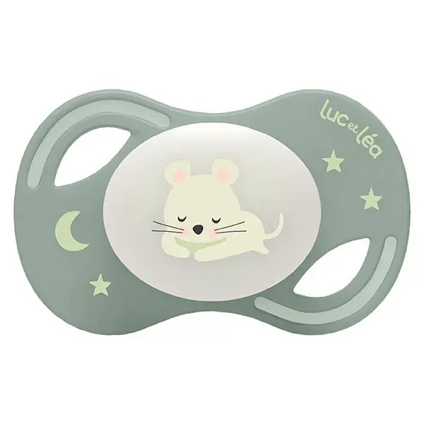 Luc et Léa Collection 2 Sucettes Nuit Anatomique Tétine Extra-slim 6-18 mois Souris Hibou