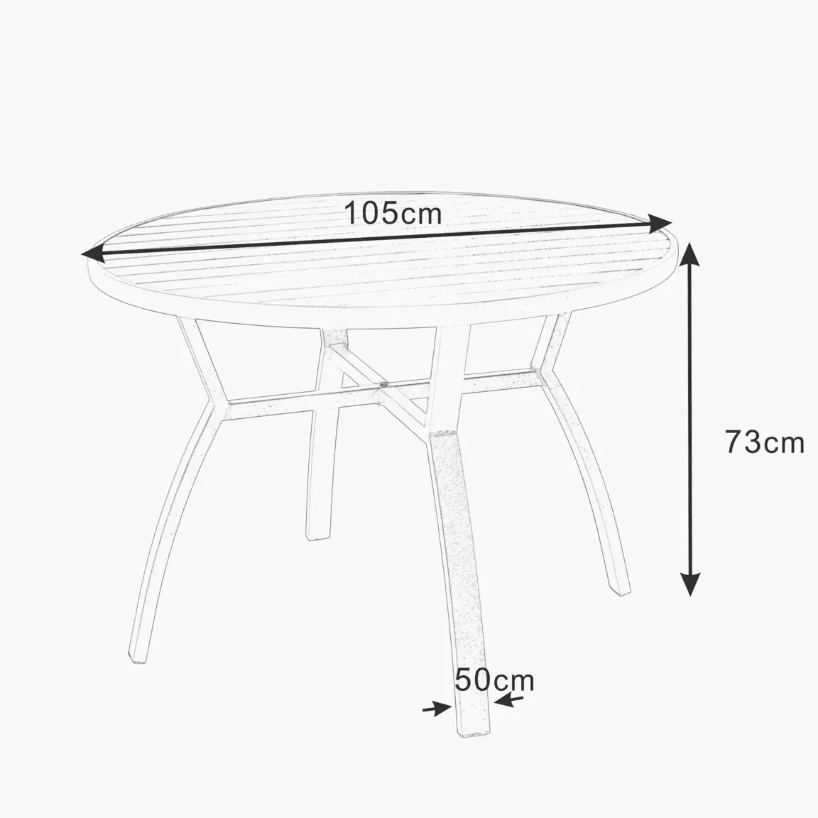 Table de jardin ronde en aluminium 5 places (D105 cm) Murano Gris anthracite