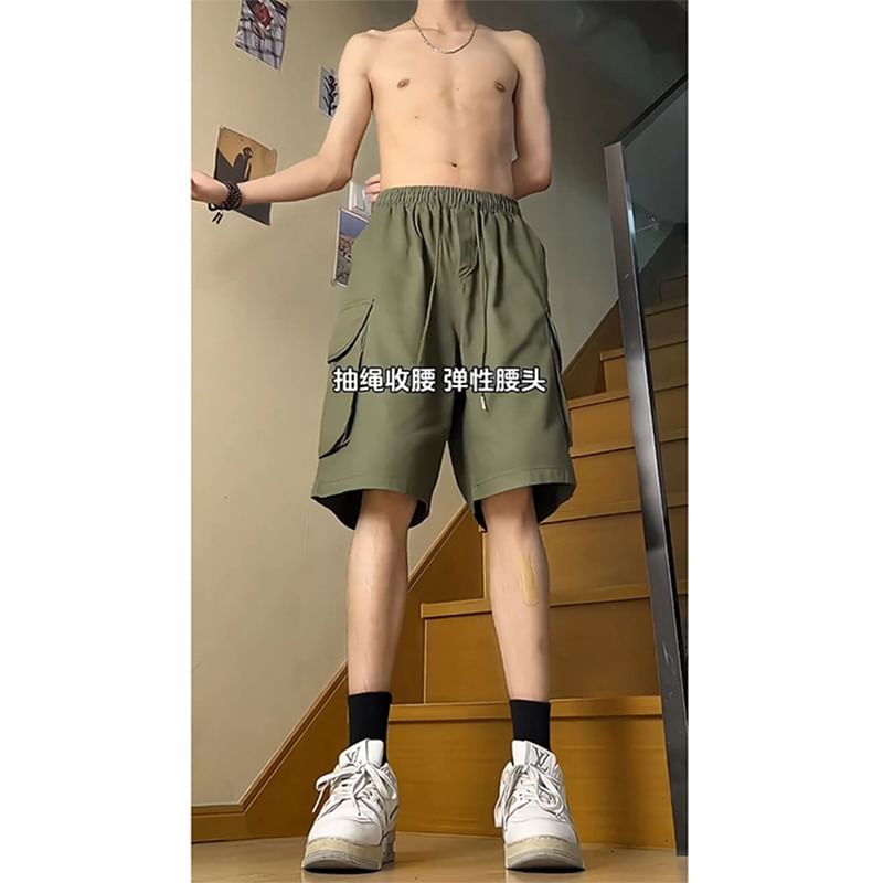 Giuliana - Effen cargoshorts met trekkoordtaille