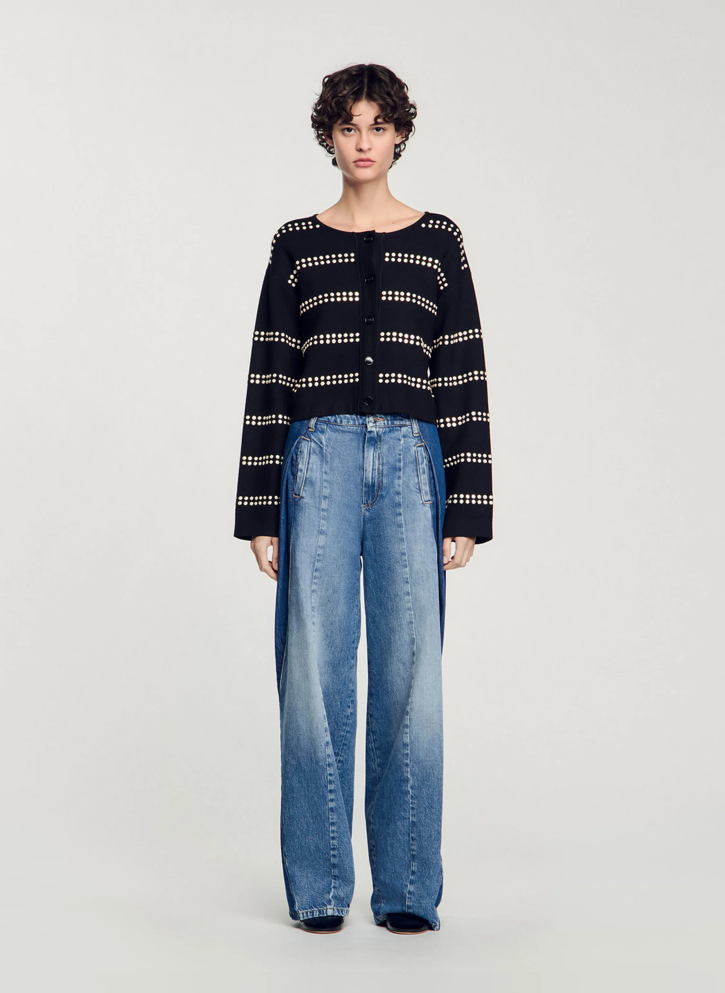 Cardigan à studs | Noir
