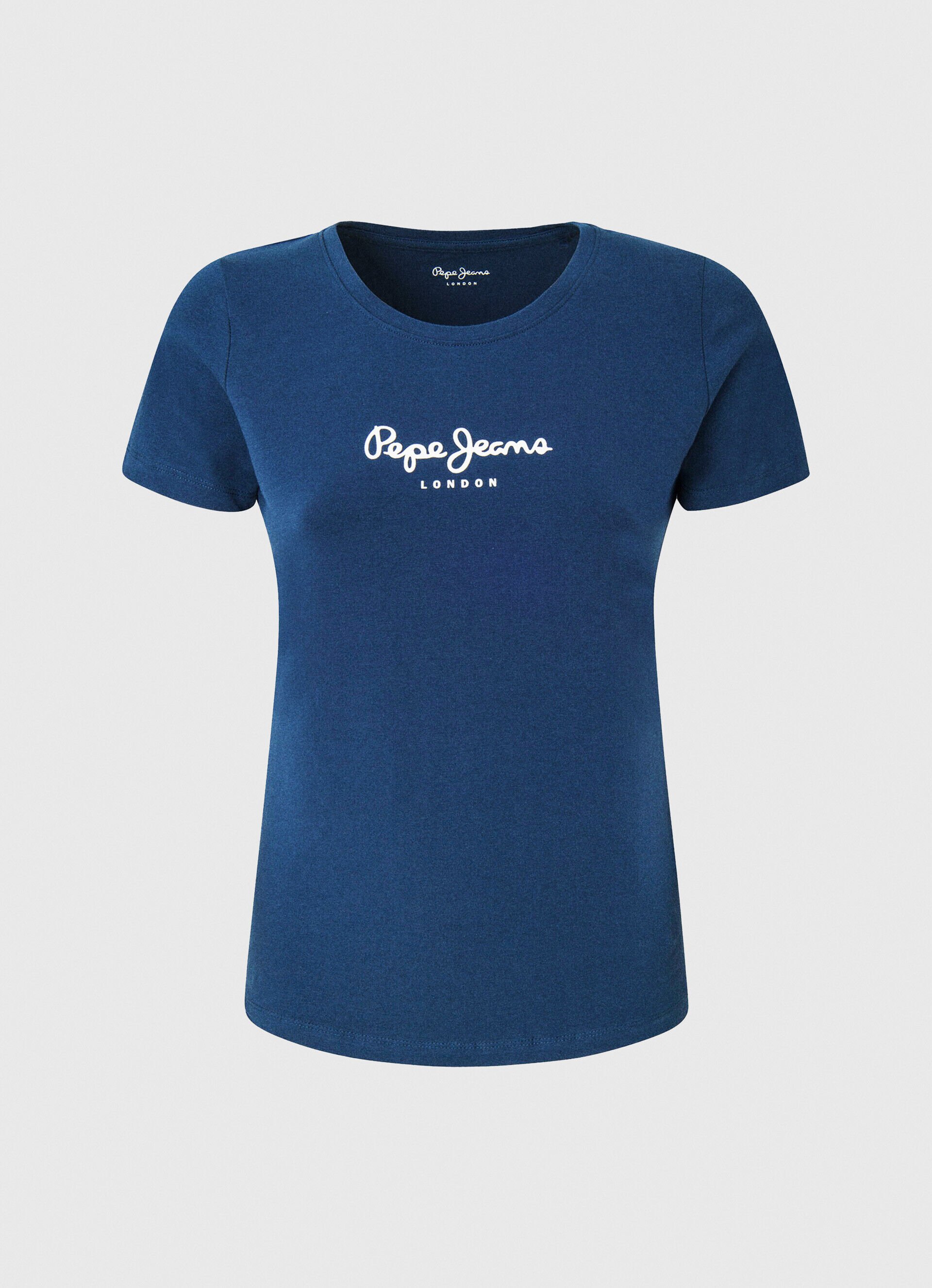 CAMISETA DE LYCRA COM LOGOTIPO ESTAMPADO - azul marinho